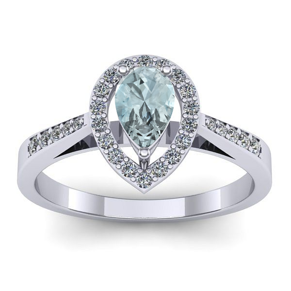 Inel logodna cu aquamarin lacrima