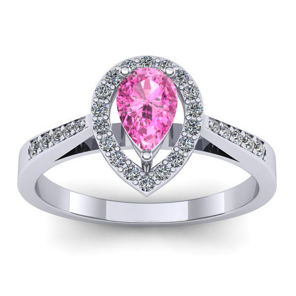 Inel logodna cu safir roz lacrima