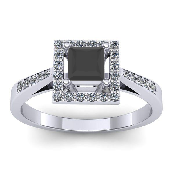 Inel logodna cu diamant negru patrat
