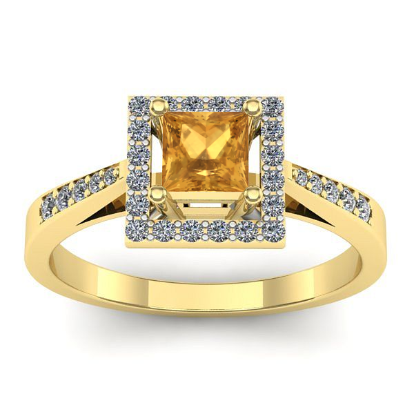 Inel de logodna cu citrin patrat