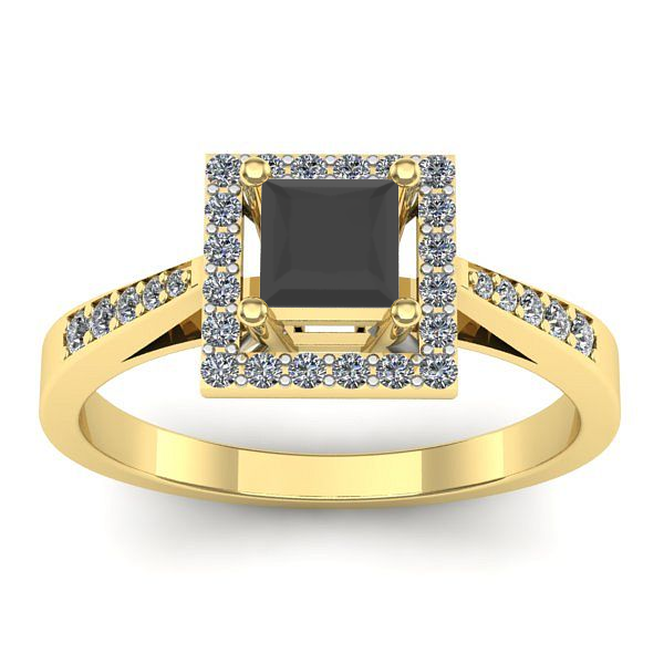 Inel logodna cu diamant negru patrat