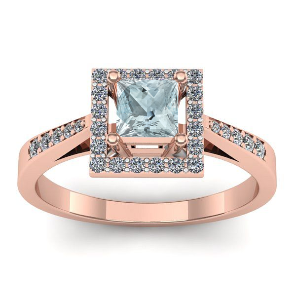 Inel cu aquamarin patrat