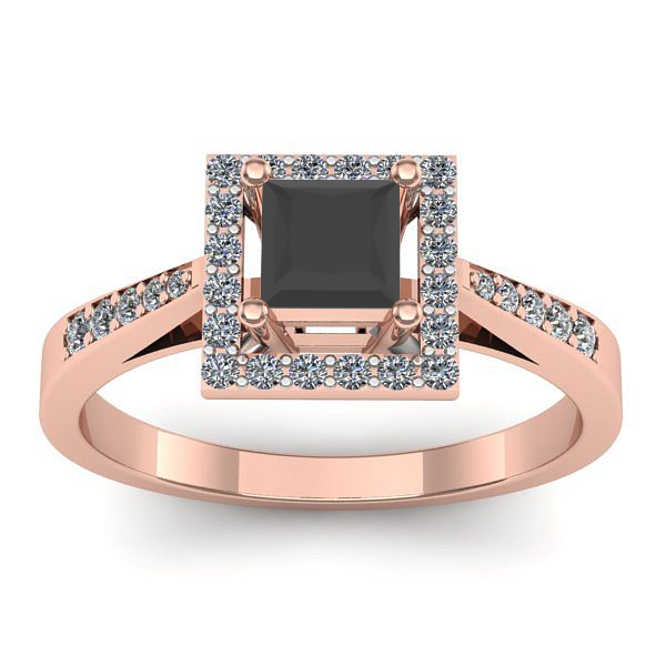 Inel cu diamant negru patrat