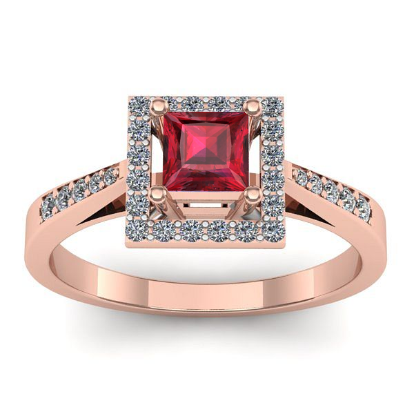 Inel logodna cu rubin patrat