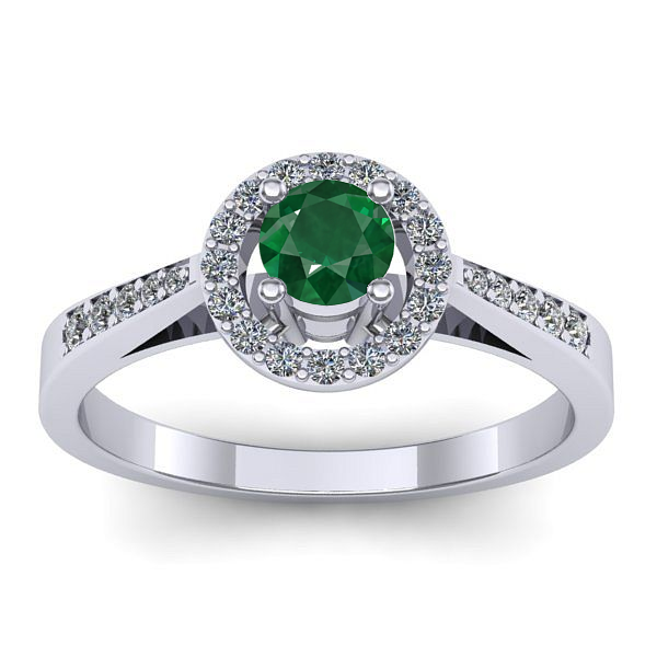 Inel logodna cu smarald rotund