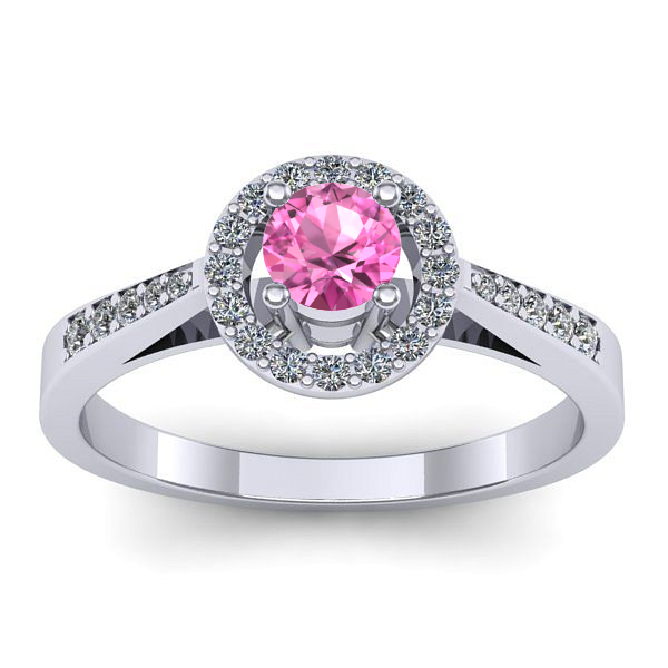 Inel cu safir roz rotund