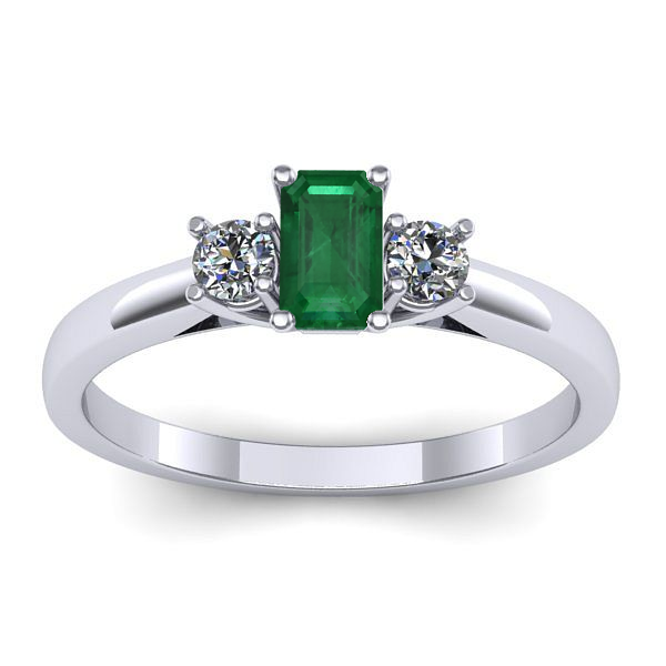 Inel de logodna cu smarald dreptunghiular