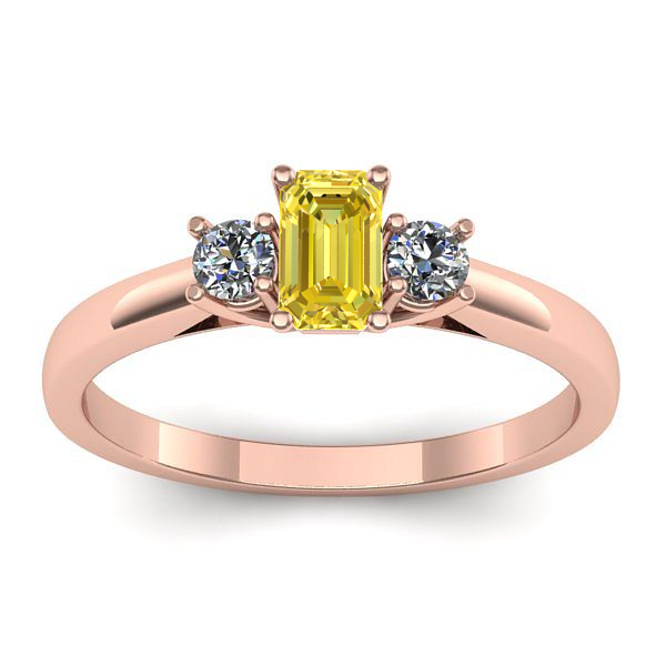 Inel logodna cu safir galben dreptunghiular