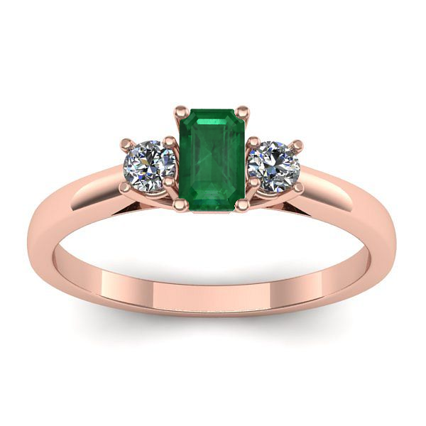 Inel logodna cu smarald dreptunghiular