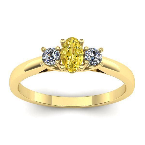 Inel logodna cu safir galben oval
