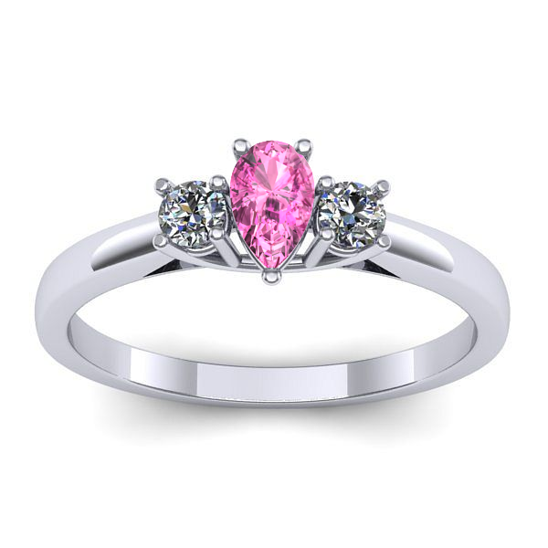 Inel logodna cu safir roz lacrima