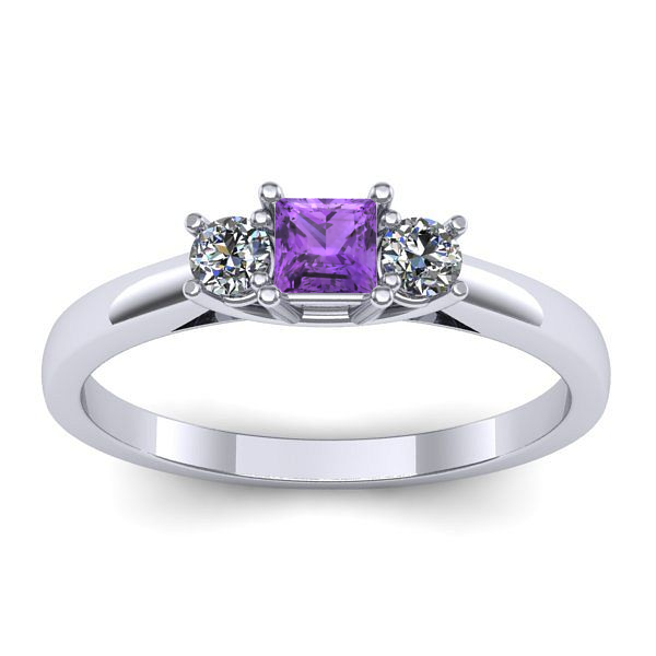 Inel logodna cu ametist patrat