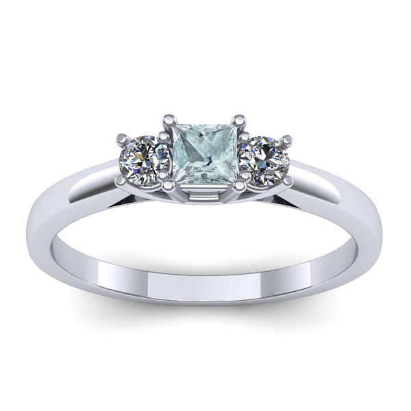 Inel cu aquamarin patrat