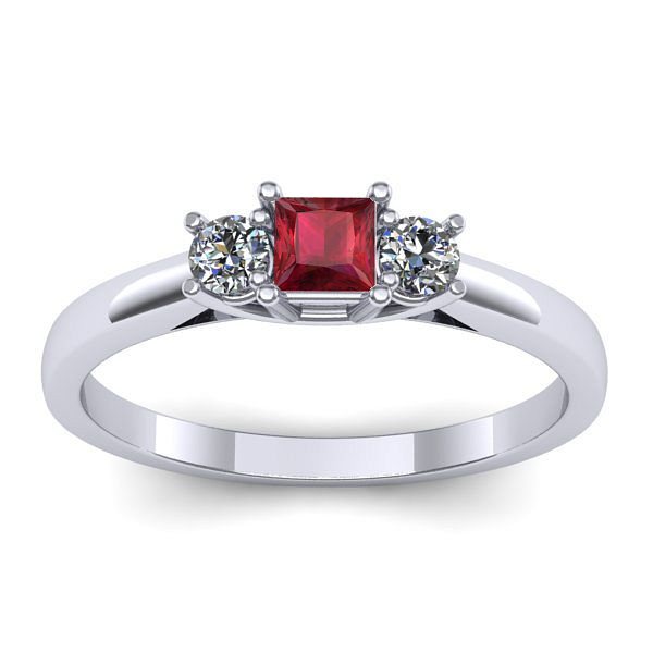 Inel de logodna cu rubin patrat