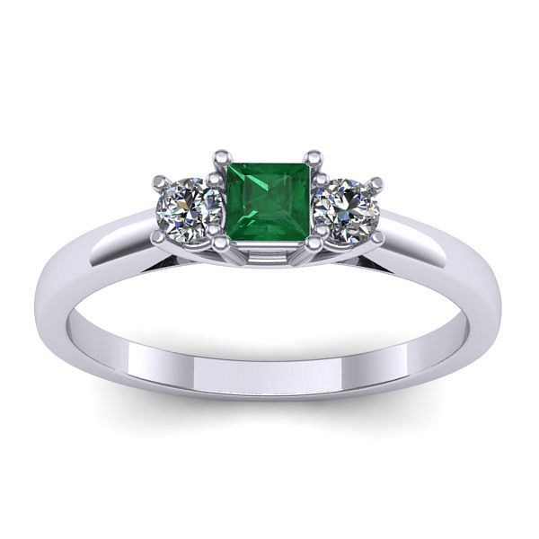 Inel de logodna cu smarald patrat