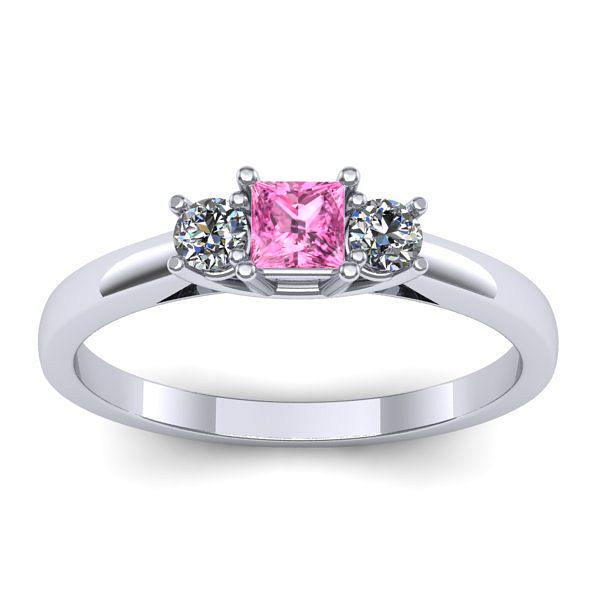 Inel logodna cu safir roz patrat