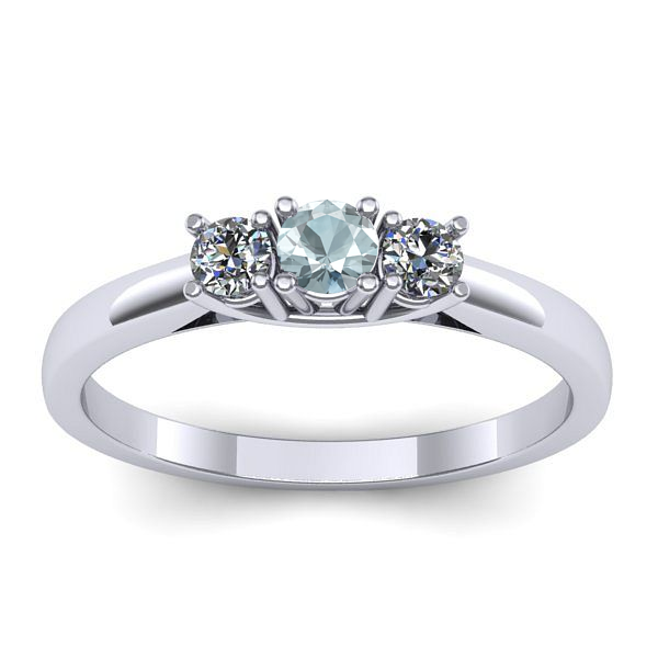 Inel de logodna cu aquamarin rotund