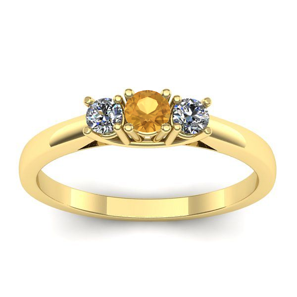 Inel cu citrin rotund