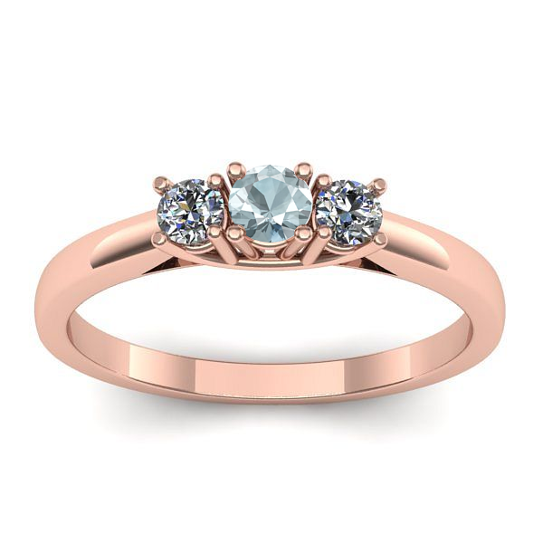 Inel de logodna cu aquamarin rotund