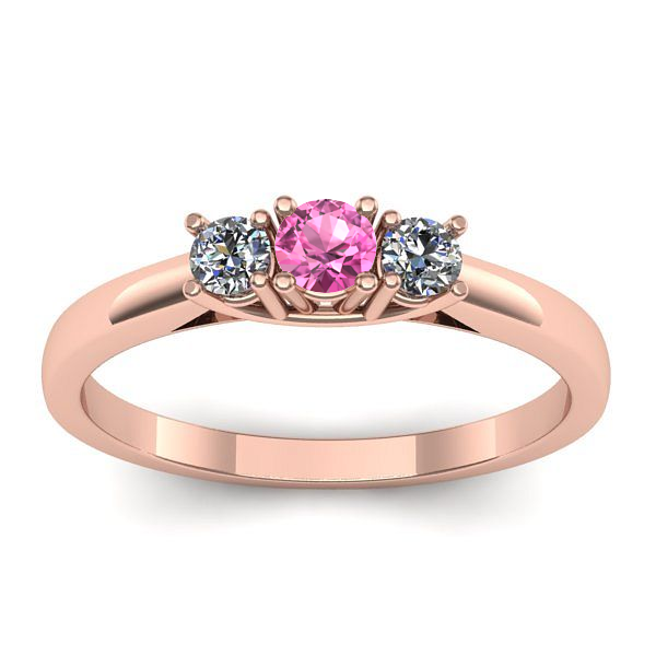 Inel de logodna cu safir roz rotund