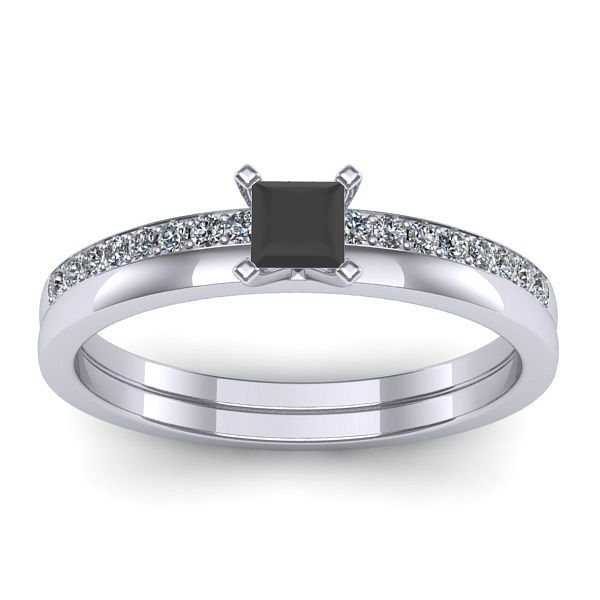 Inel logodna cu diamant negru patrat