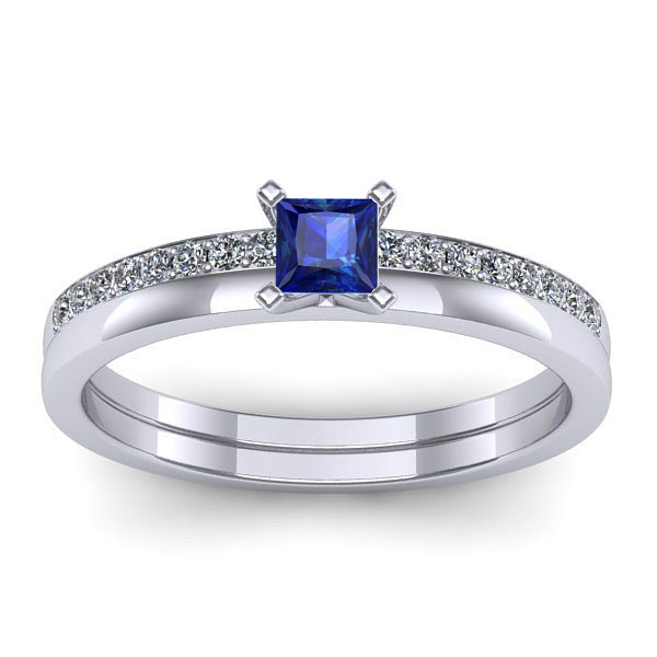 Inel logodna cu safir patrat