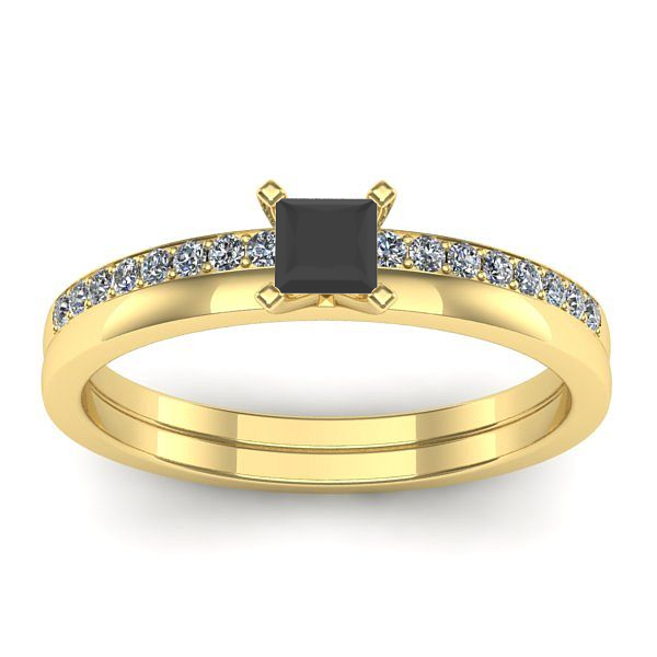 Inel cu diamant negru patrat