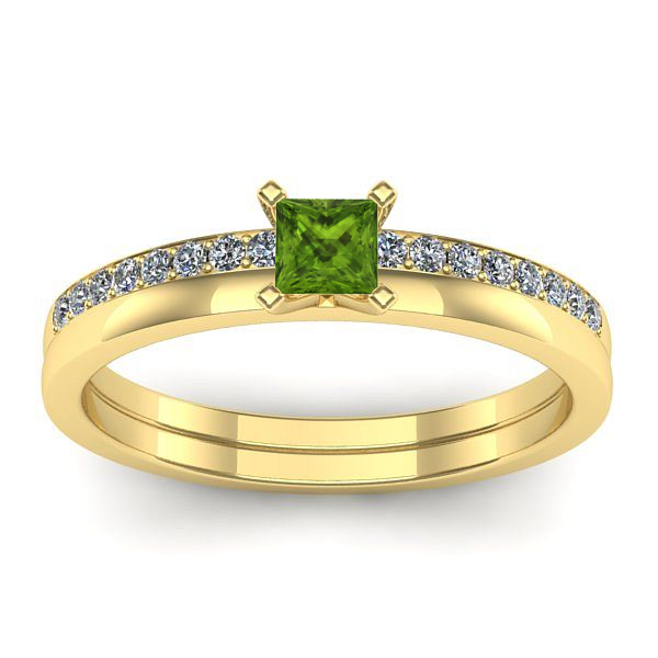 Inel logodna cu peridot patrat