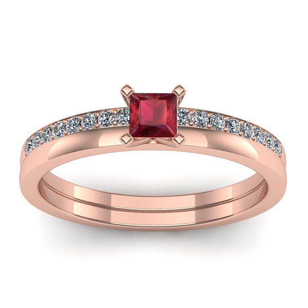 Inel de logodna cu rubin patrat