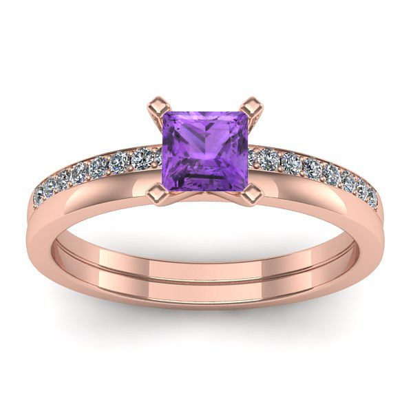 Inel de logodna cu ametist patrat