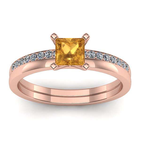 Inel logodna cu citrin patrat