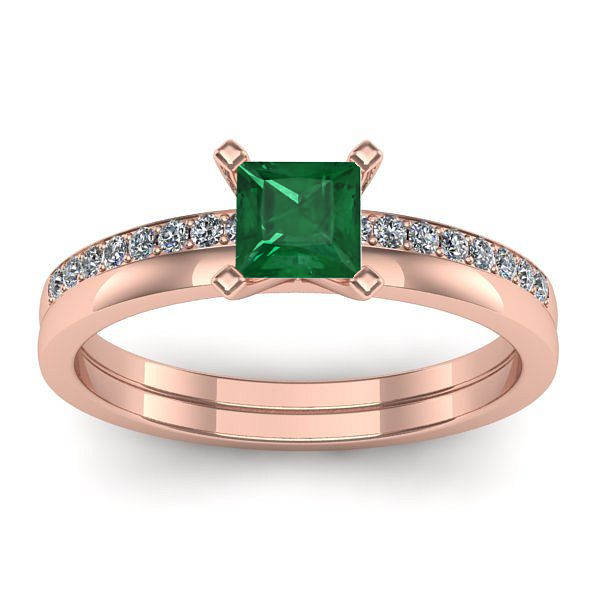 Inel de logodna cu smarald patrat