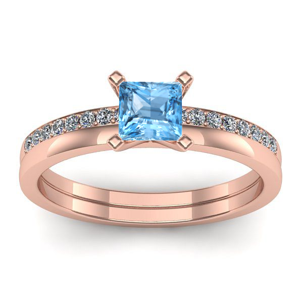 Inel cu topaz blue patrat