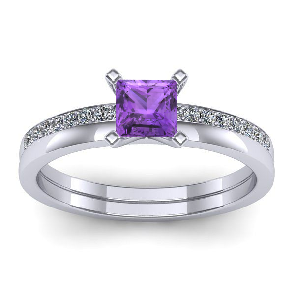 Inel cu ametist patrat