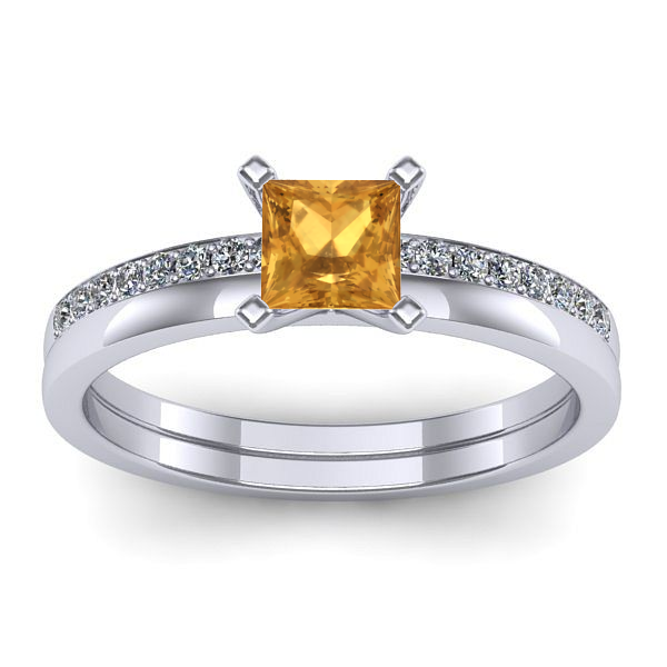 Inel cu citrin patrat