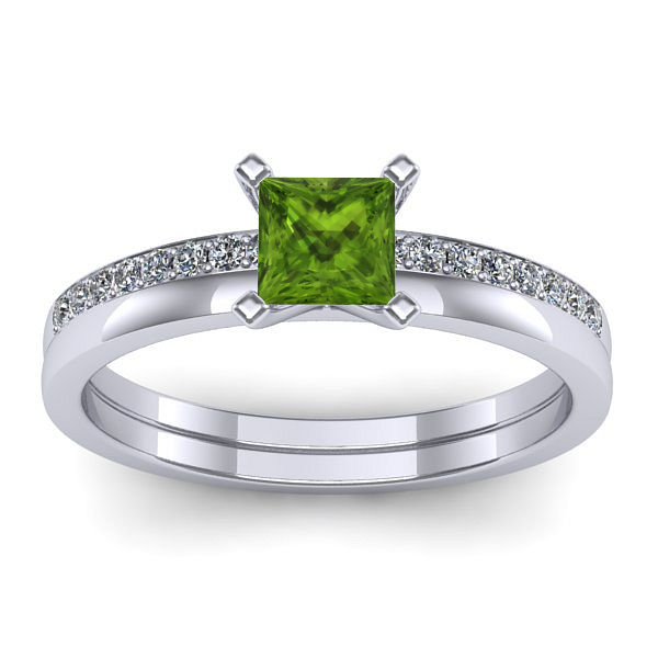 Inel logodna cu peridot patrat