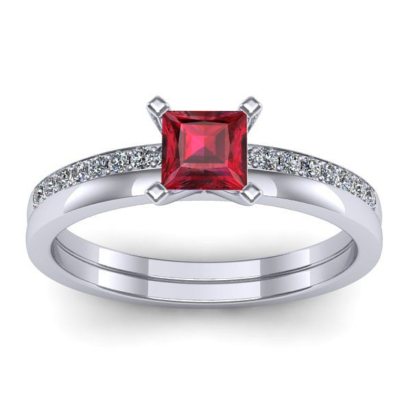 Inel de logodna cu rubin patrat