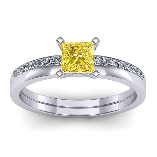 Inel logodna cu safir galben patrat