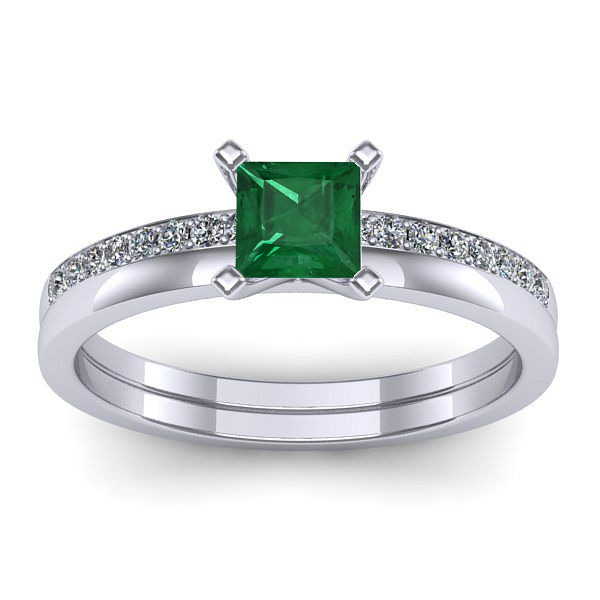 Inel logodna cu smarald patrat