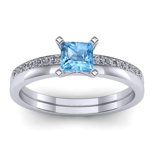Inel logodna cu topaz blue patrat