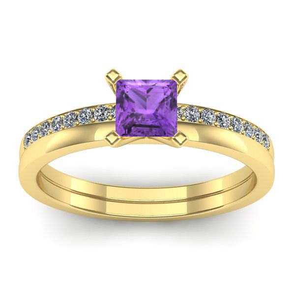 Inel cu ametist patrat