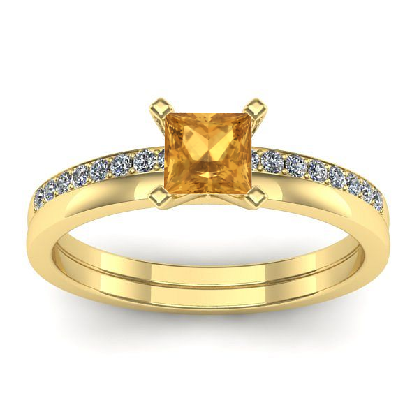 Inel logodna cu citrin patrat