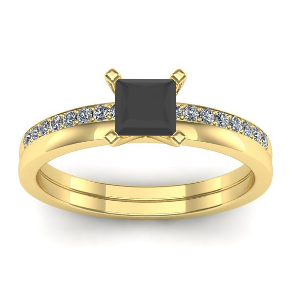 Inel logodna cu diamant negru patrat