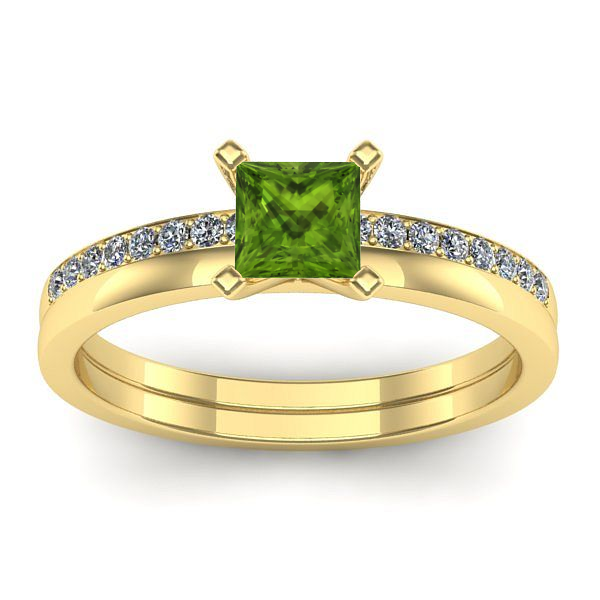Inel logodna cu peridot patrat