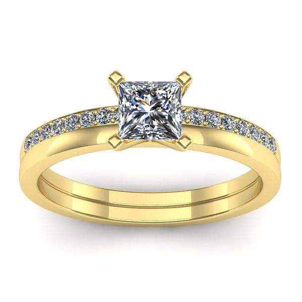 Inel de logodna cu safir alb patrat