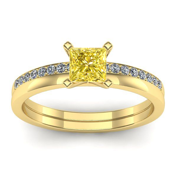 Inel logodna cu safir galben patrat