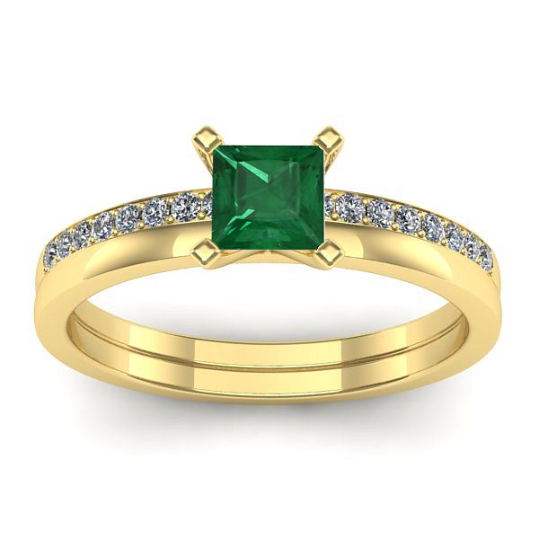 Inel logodna cu smarald patrat