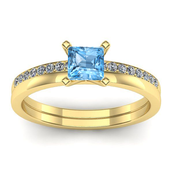 Inel de logodna cu topaz blue patrat