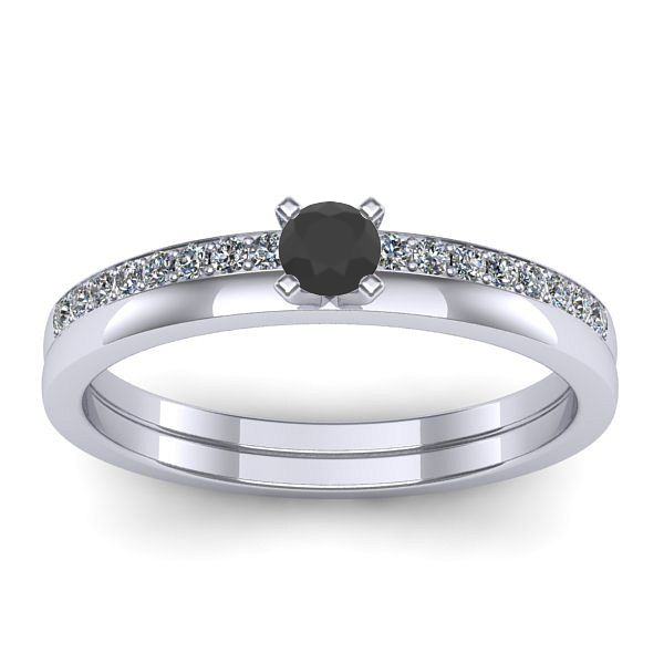 Inel logodna cu diamant negru rotund