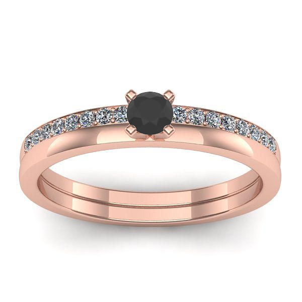 Inel logodna cu diamant negru rotund